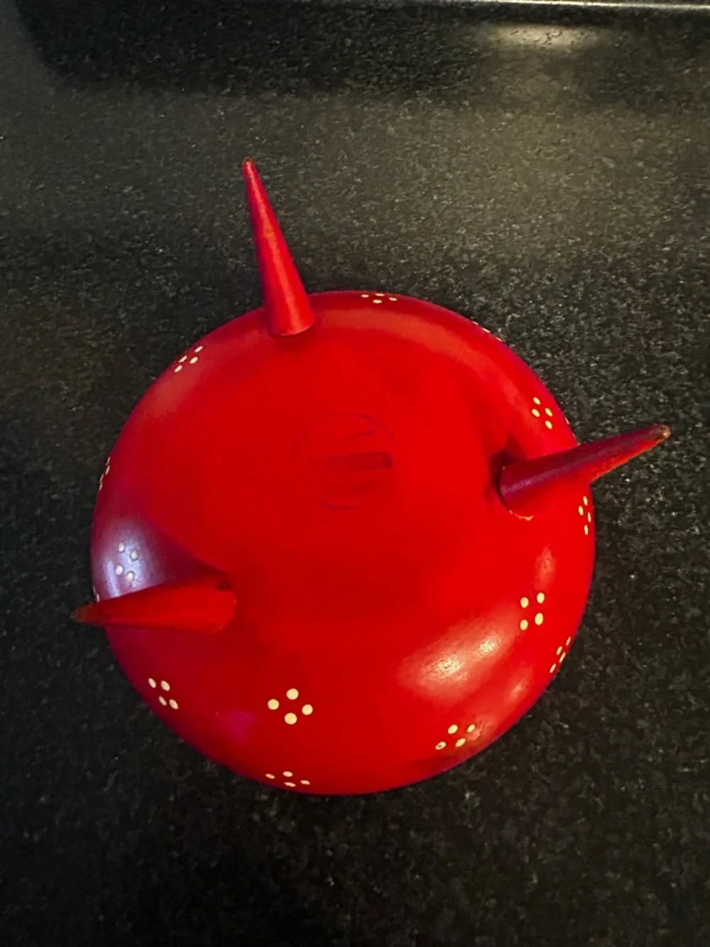 Mid-Century Modern 50's -3 Legged Red Trinket Bowl Dish -Woodpecker Wood Ware